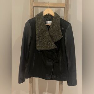 Blink danier leather faux shearing motto jacket